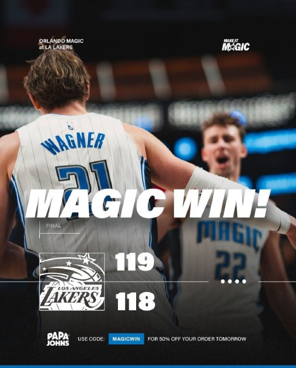 爱游戏体育 小瓦格纳绝杀詹姆斯31+10 魔术完结湖东谈主6连胜