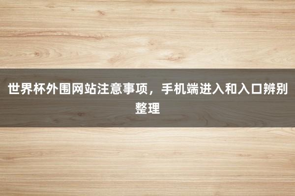 世界杯外围网站注意事项，手机端进入和入口辨别整理